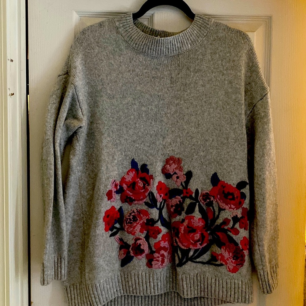 Joules gray floral sweater